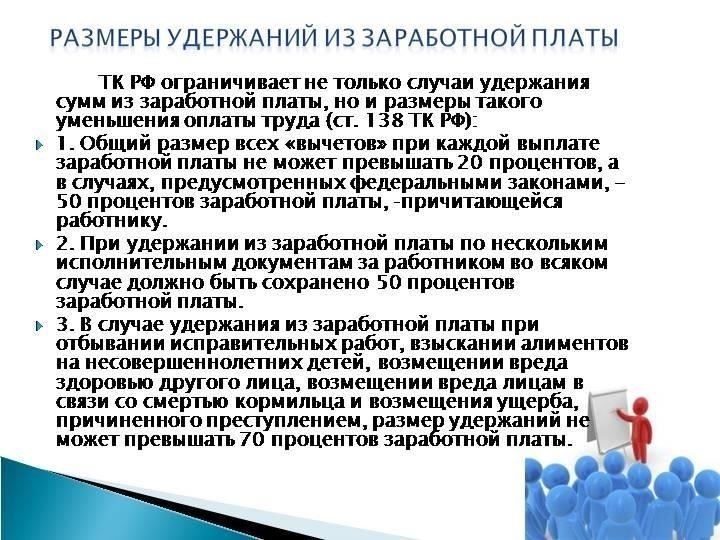 Порядок вычетов и максимальные суммы для удержания из зарплаты